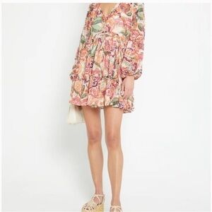 Anthropologie | O. P. T. Multicolor Rhea Floral Chiffon Mini Dress Small